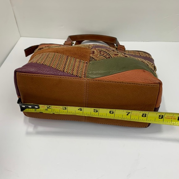 Fossil Patchwork Leather Tapestry Tote Bag Multicolor Boho Style Purse 75082 - Picture 7 of 16